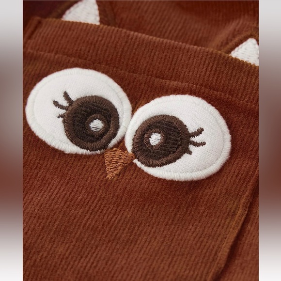 Kids Fall Corduroy Owl Overall Romper size 7 Back to school Halloween Fall - Picture 7 of 10